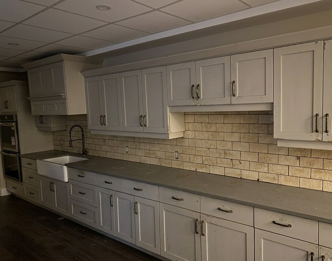 Room before tile installation — bare, unfinished walls